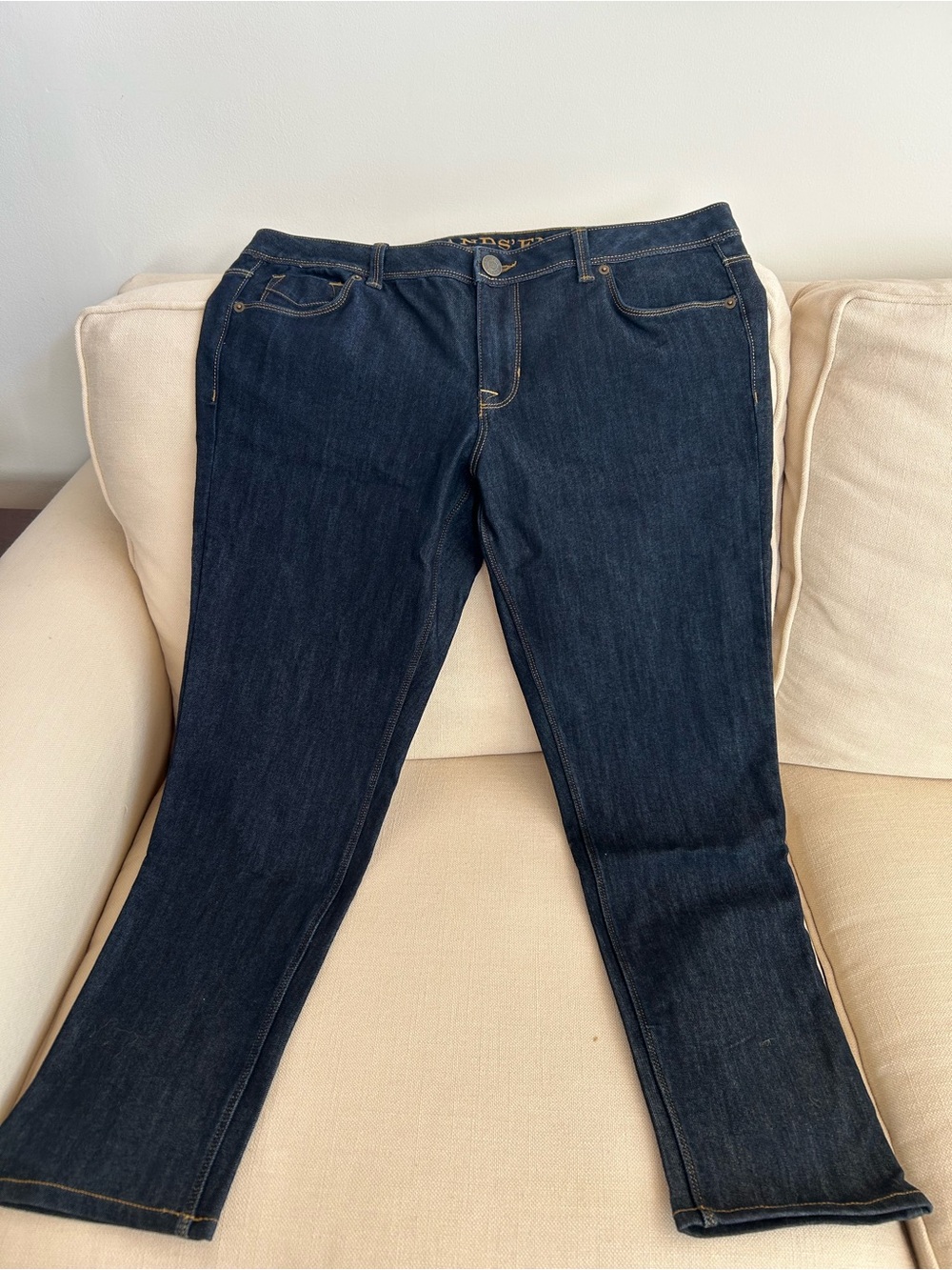 NWOT Lands End Dark Blue Women's Slim Straight Jeans Size  12 Petite